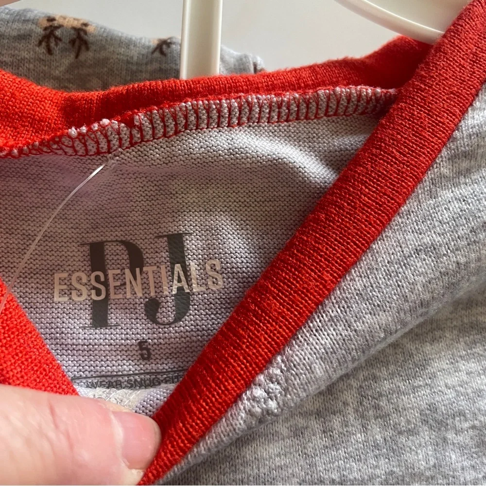 Essentials NWT  Gray Kids Pajama Set with Red Trim